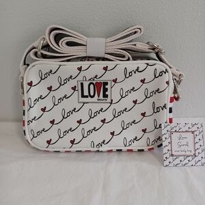 Brighton Love Scroll crossbody small canvas  bag black-red-white